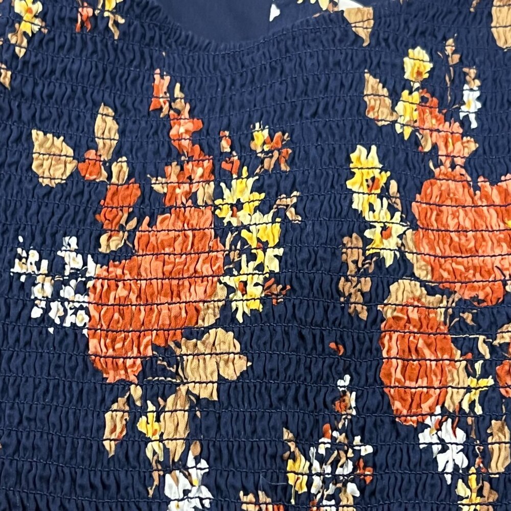 Janie and Jack Smocked Floral Ruffle Dress, Navy, 4 - Picture 5 of 8